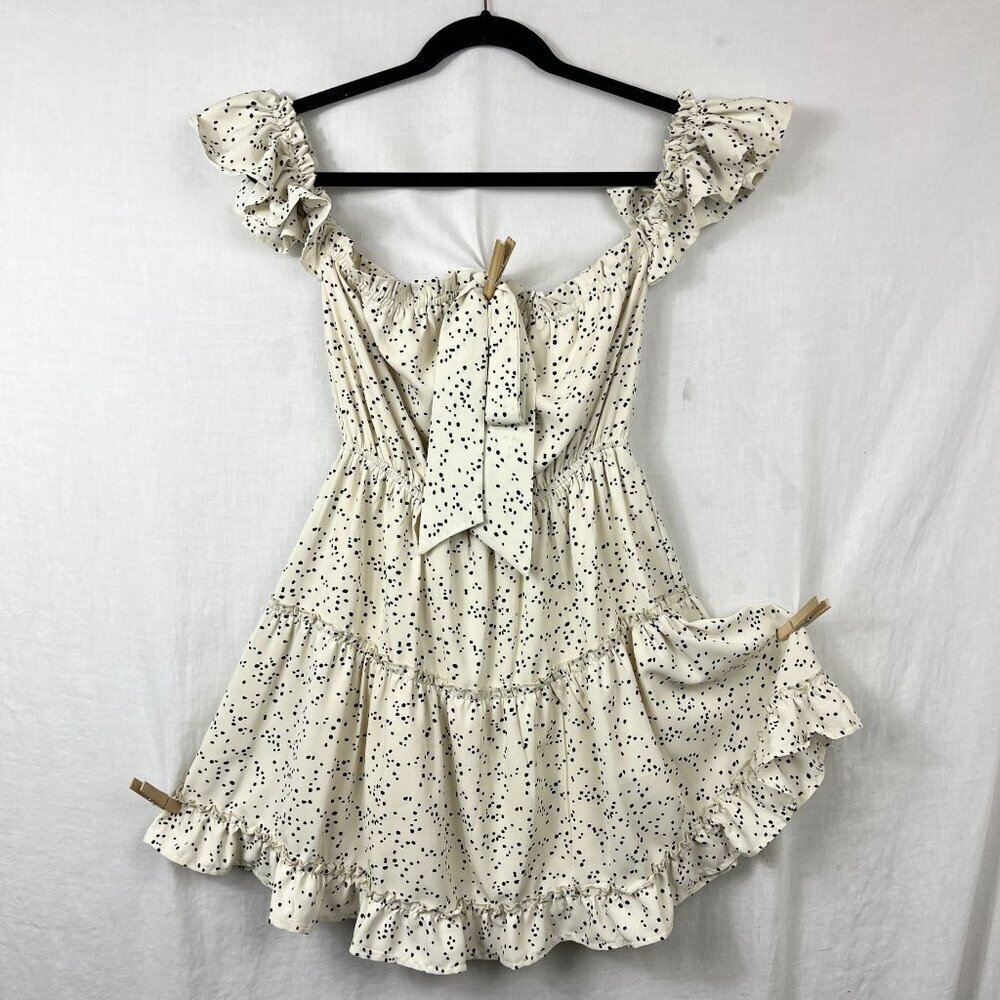 Kaylas Armoire Mini Ruffle‎ Dress Womens S Tiered Babydoll Coquette Bow Short